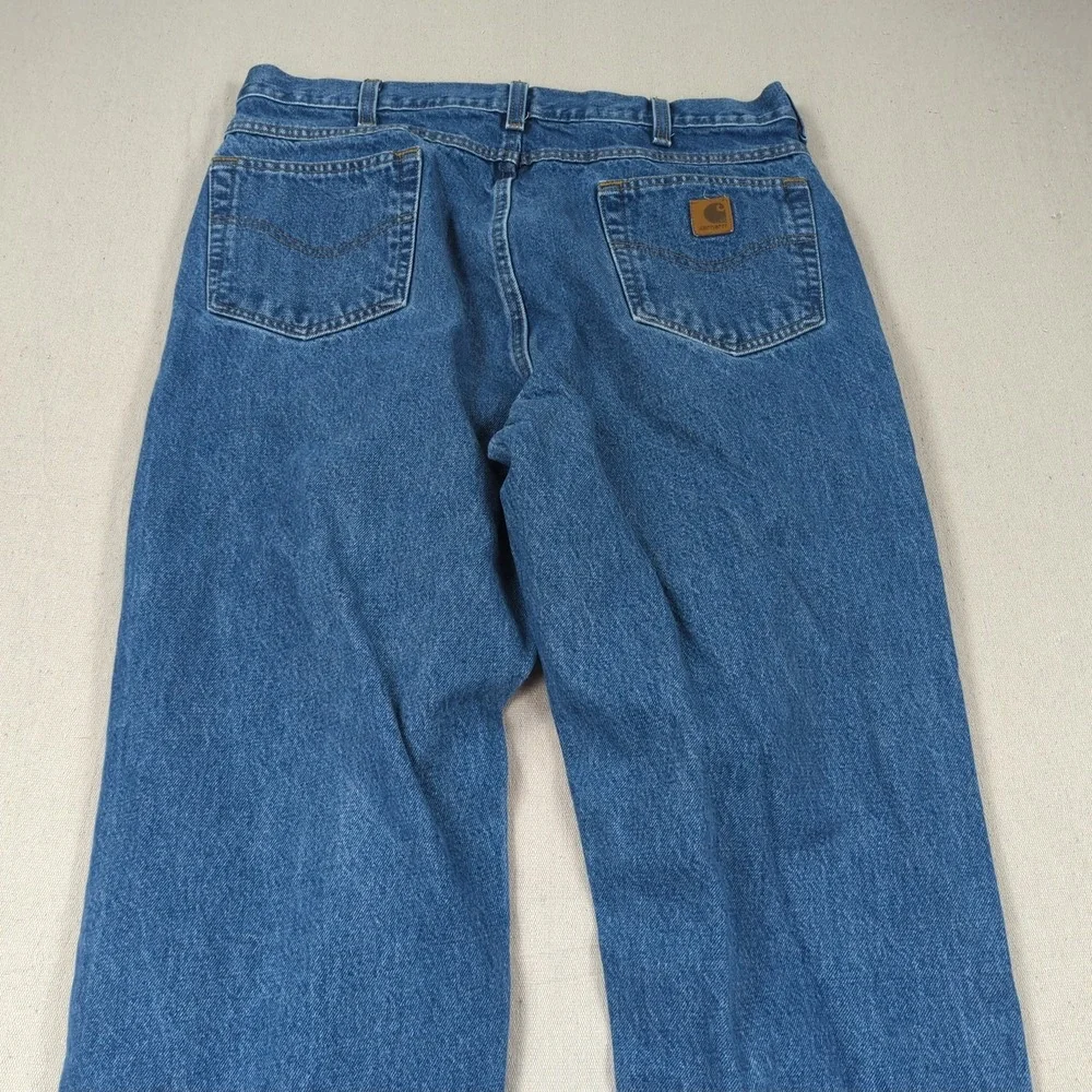 Carhartt Jeans Mens 38x36 Blue Relaxed Fit Utility Workwear Faded Distressed